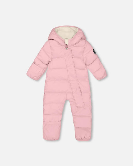 Deux par Deux Baby Cloud pink snowsuit one-piece – designed for car seat use