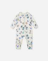 One-Piece Organic Cotton Pajama Beige Monkey Print | Deux par Deux | Jenni Kidz