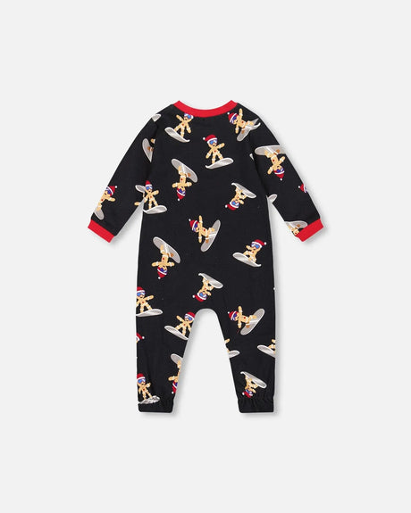One-Piece Organic Cotton Pajama Black Cookie Print | Deux par Deux | Jenni Kidz
