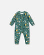 One-Piece Organic Cotton Pajama Teal Construction Print | Deux par Deux | Jenni Kidz