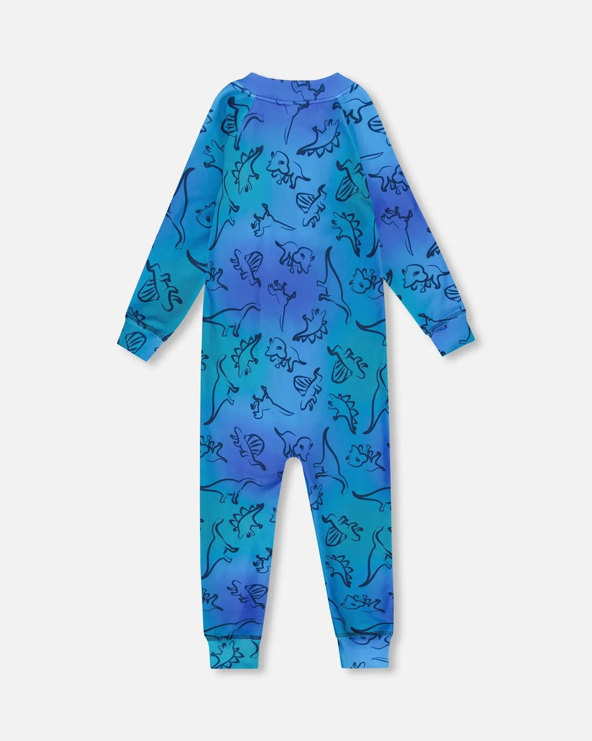 One-Piece Thermal Underwear Blue Gradient Dinosaur Print | Deux par Deux | Jenni Kidz