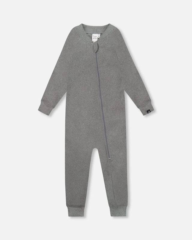 One-Piece Thermal Underwear Dark Heather Gray | Deux par Deux | Jenni Kidz
