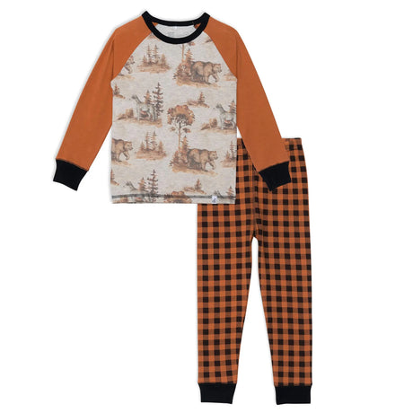 Organic Cotton Two Piece Forest Printed Pajama Set | DEUX PAR DEUX | DEUX PAR DEUX | Jenni Kidz