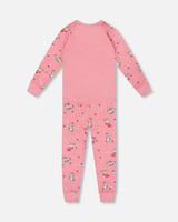 Organic Cotton Two-Piece Pajamas Pink Cat Print | Deux par Deux | Jenni Kidz