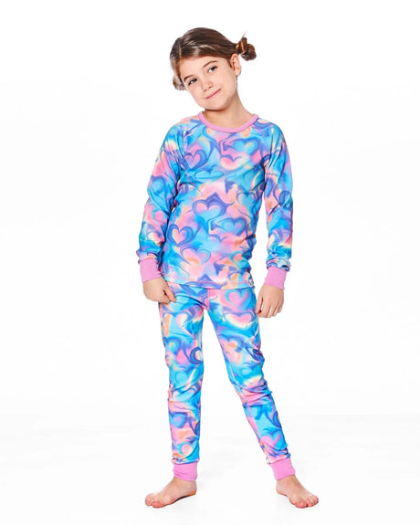 Organic Cotton Two-Piece Pajamas Rainbow Heart Print | Deux par Deux | Jenni Kidz