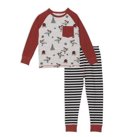 Organic Cotton Two Piece Printed Boys Pajama Set Skating Bears | DEUX PAR DEUX | DEUX PAR DEUX | Jenni Kidz