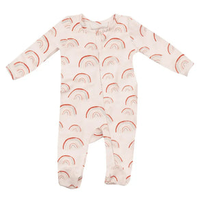 Angel Dear Organic Rainbows cotton zipper footie for baby girls front view