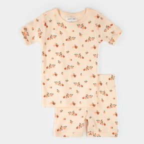 Petit Lem girls Agrumes Barely Coral organic cotton summer pajama set – front view