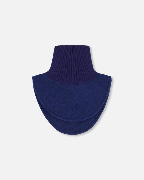Polar Fleece And Knit Neckwarmer Navy Blue | Deux par Deux | Jenni Kidz
