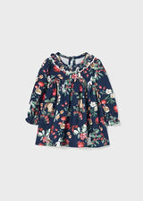 Printed Cord Baby Girls Dress - Navy | Mayoral | Mayoral | Jenni Kidz