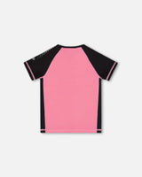 Printed Short Sleeve Athletic Top Pink With Butterflies | Deux par Deux | Jenni Kidz