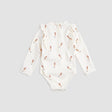 Back view of Miles The Label Creme seahorse swimsuit showing long sleeves, back zip, and one-piece design.