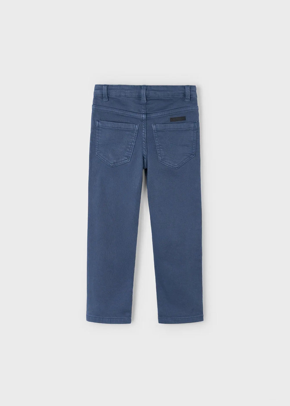 Side/back view of boys’ straight-leg pants showing clean hem and fit