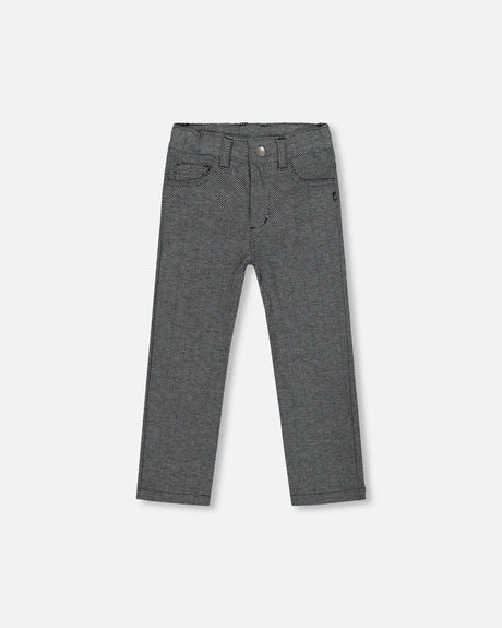 Stretch Jacquard Pants Grey Herringbone | Deux par Deux | Jenni Kidz