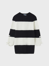 Striped Knit Girls Dress  Black & White | Mayoral | Mayoral | Jenni Kidz