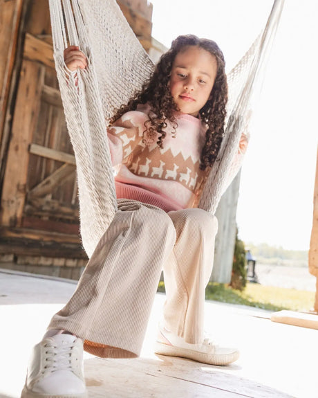 Wide Leg Corduroy Pants Beige | Deux par Deux | Jenni Kidz