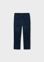 Back view of boys dark blue pull-on jeans with patch pockets