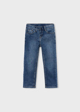 Mayoral boys Blue regular fit jeans with classic pockets and cotton stretch denim.