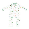 Kyte Baby unisex zippered bamboo romper in The Very Hungry Caterpillar print with green trim