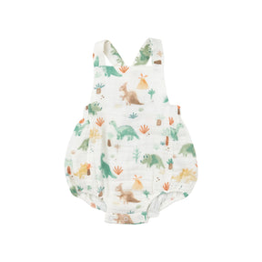 Angel Dear Softy Dinos organic cotton retro sunsuit front view