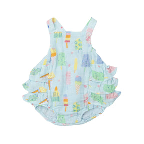 Angel Dear Fruit Dream Popsicles organic cotton ruffle sunsuit for baby girls, image 1
