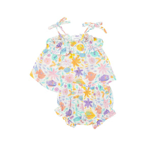 Angel Dear Tropical Fish Floral organic cotton ruffle top and bloomer set for baby girls - image 1