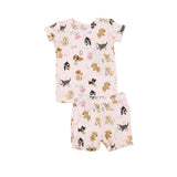 Short Loungewear Set - Puppy Alphabet Pink | Angel Dear - Jenni Kidz