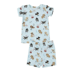 Angel Dear Puppy Alphabet Blue bamboo short pajama set for boys - image 1