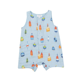 Angel Dear Buoys organic cotton muslin shortie romper for baby boys, image 1