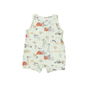 Angel Dear Hay Farmer bamboo shortie romper for baby boys, image 1