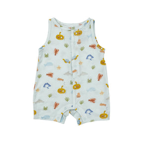 Angel Dear Inky Ocean organic cotton muslin shortie romper for baby boys, image 1
