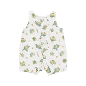 Angel Dear Sea Turtles organic cotton muslin shortie romper for baby boys, image 1