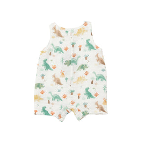 Angel Dear Softy Dinos organic cotton muslin shortie romper for baby boys, image 2