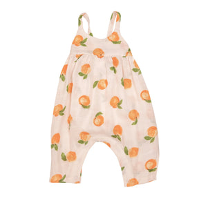 Angel Dear Peaches organic cotton muslin tie back romper for baby girls, image 1