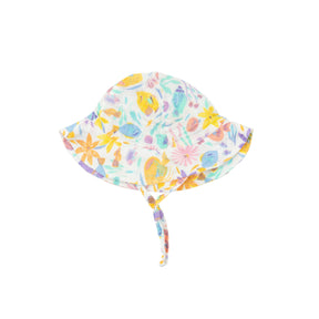 Angel Dear Tropical Fish Floral organic cotton muslin sun hat for baby girls